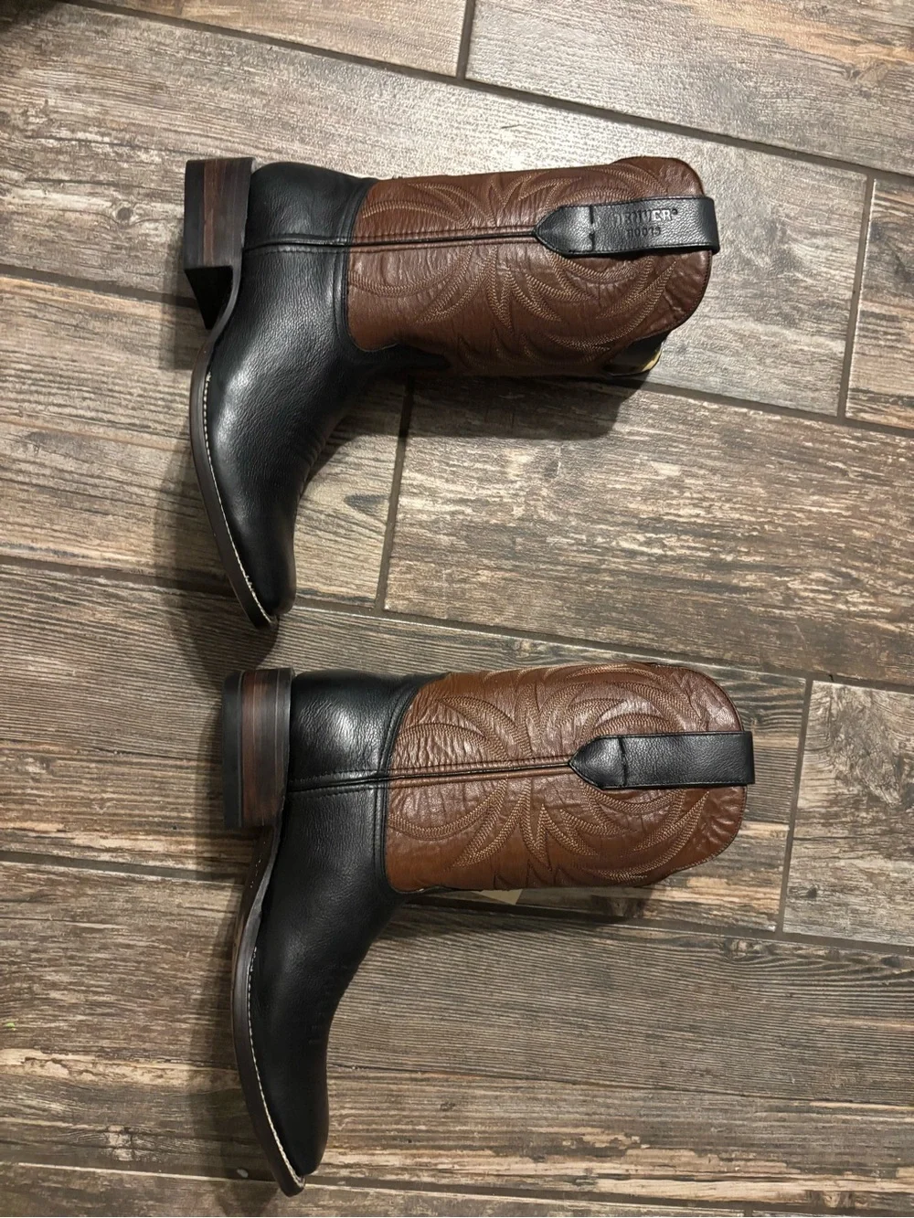 Justin Boots Two-Tone Black & Brown Western Cowboy Boots